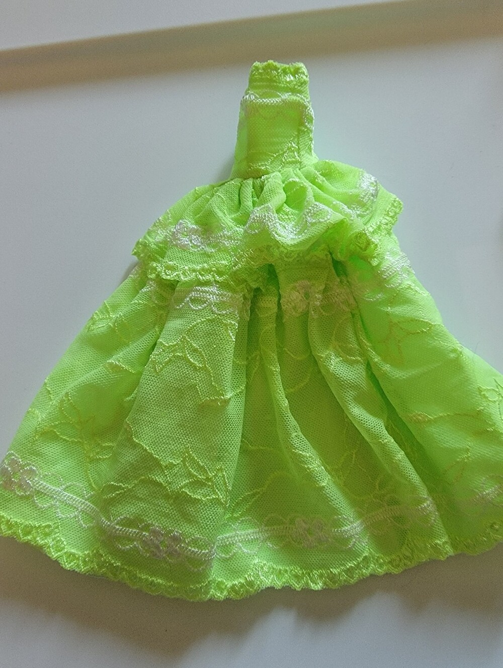 Barbie Doll Neon Green Lace Ballgown